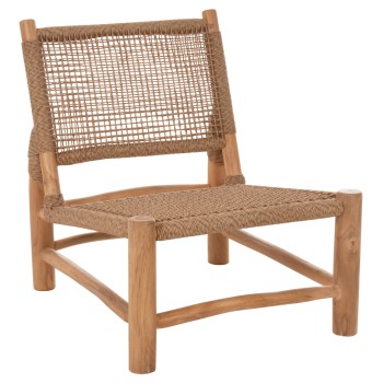 ΚΑΡΕΚΛΑ LONDER HM5986 ΞΥΛΟ TEAK ΣΕ ΦΥΣΙΚΟ ΚΑΙ ΣΥΝΘΕΤΙΚΟ RATTAN 63x77x77Υεκ.