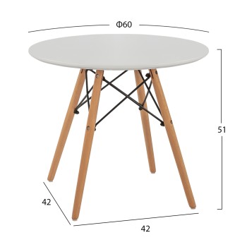 ΤΡΑΠΕΖΙ MINIMAL KID HM8451.01 ΣΤΡΟΓΓYΛΟ Φ60X51Υ ΛΕΥΚΟ