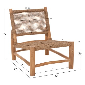 ΚΑΡΕΚΛΑ LONDER HM5986 ΞΥΛΟ TEAK ΣΕ ΦΥΣΙΚΟ ΚΑΙ ΣΥΝΘΕΤΙΚΟ RATTAN 63x77x77Υεκ.