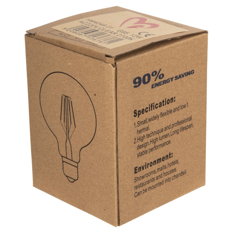 ΛΑΜΠΤΗΡΑΣ GLOBO LED FILAMENT 12W E27 3000K ΔΙΑΦΑΝΟΣ HM4049.01