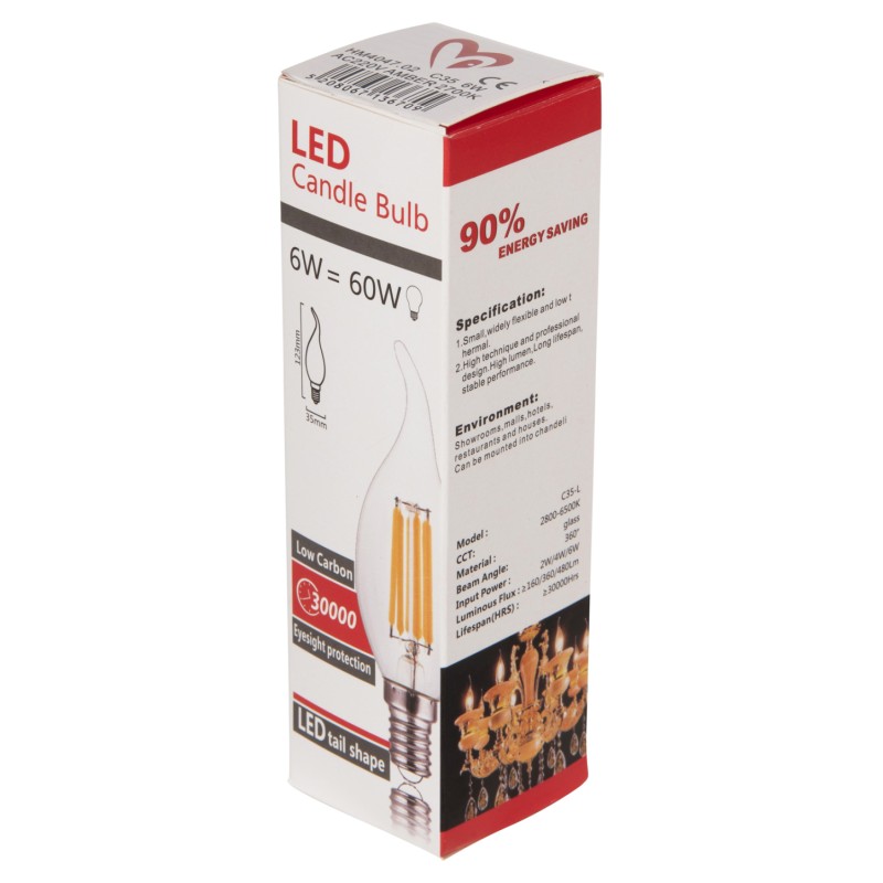 ΛΑΜΠΤΗΡΑΣ HM4047.02 ΣΤΥΛ ΦΛΟΓΑ LED FILAMENT 6W E14 3000K GOLD DIMMABLE