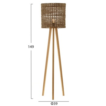 ΕΠΙΔΑΠΕΔΙΟ ΦΩΤΙΣΤΙΚΟ HM4351 RUBBERWOOD-RATTAN-PAPER ROPE ΣΕ ΦΥΣΙΚΟ Φ36x149,5Υεκ.