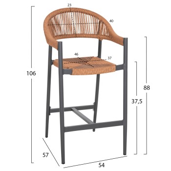 ΣΚΑΜΠΟ BAR ΑΛΟΥΜΙΝΙΟΥ GREGG HM5788.12 ΑΝΘΡΑΚΙ-ΜΠΕΖ ΤΗΣ ΑΜΜΟΥ ΣΥΝΘ.RATTAN 54x57x106Υεκ