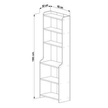 ΒΙΒΛΙΟΘΗΚΗ NEAT HM18194.04 ΜΕΛΑΜΙΝΗ ΣΕ ΦΥΣΙΚΟ ΧΡΩΜΑ ΞΥΛΟΥ 60x30x180Υεκ.