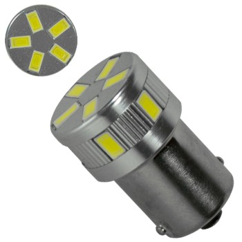 GloboStar® P21W 1156 04485 Λάμπα Αυτοκίνητου LED 1156 11 SMD 5730 1W 440lm 360° DC 12V IP20  Ψυχρό Λευκό 6000K