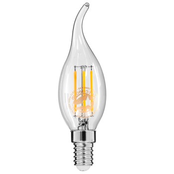 GloboStar® 99002 Λάμπα E14 C35T Κεράκι LED FILAMENT 4W 440 lm 320° AC 85-265V Φλόγα Flame Edison Retro με Διάφανο Γυαλί Θερμό Λευκό 2700 K Dimmable