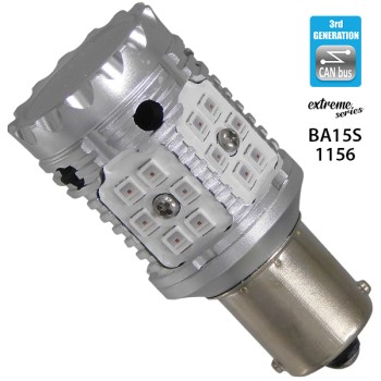 GloboStar® 1156 - BA15S - P21W 81234 Λάμπα Αυτοκίνητου LED Extreme Series Can-Bus 3ης Γενιάς με βάση 1156 15W 12v Κόκκινος για Στοπ GloboStar