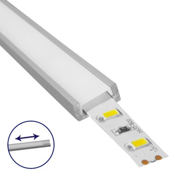 GloboStar® SURFACE-PROFILE 70801-1M Προφίλ Αλουμινίου - Βάση & Ψύκτρα Ταινίας LED με Λευκό Γαλακτερό Κάλυμμα - Επιφανειακή Χρήση - Συρόμενο Κάλυμμα - Ασημί - 1 Μέτρο - Μ100 x Π1.6 x Υ0.6cm