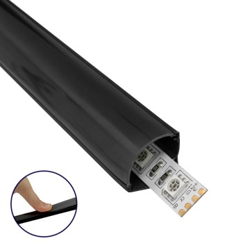 GloboStar® CORNER-PROFILE 70816-3M Προφίλ Αλουμινίου - Βάση & Ψύκτρα Ταινίας LED με Μαύρο Φιμέ Κάλυμμα - Επιφανειακή Γωνιακή Χρήση - Πατητό Κάλυμμα - Μαύρο - 3 Μέτρα - Πακέτο 5 Τεμαχίων - Μ300 x Π1.6 x Υ1.6cm