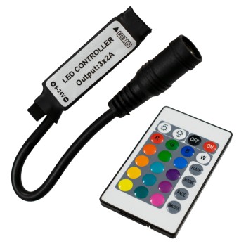 GloboStar® 73402 Ασύρματος LED RGB Controller με Χειριστήριο IR 5v (30w) 12v (72w) 24v (144w)