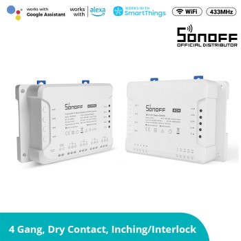 GloboStar® 80010 SONOFF 4CHR3 - Wi-Fi Smart Switch DIY Four Way 4 Gang - 4 Output Channel