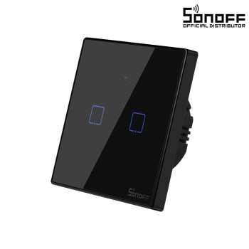 GloboStar® 80019 SONOFF T3EU2C-TX-EU-R2 - Wi-Fi Smart Wall Touch Button Switch 2 Way TX GR Series