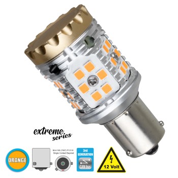 GloboStar® 81235 Λάμπα Αυτοκίνητου 7507 - BAU15S - PY21W 3rd Generation Can-Bus Extreme Series LED 24 SMD 3030 28W 3360lm 360° DC 12V IP20 Πορτοκαλί