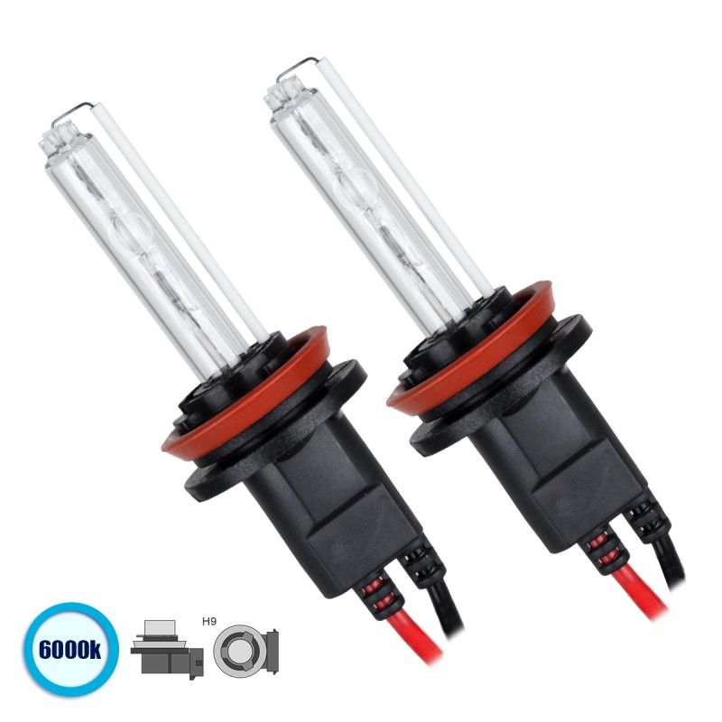 GloboStar® 84005 H9 ΣΕΤ 2 x Λάμπες Βασικού Φωτισμού Αυτοκινήτου & Μοτοσυκλέτας Xenon HID 70W 6400lm IP20 Ψυχρό Λευκό 6000K