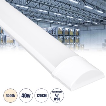 GloboStar® 60159 LED Γραμμικό Βιομηχανικό Φωτιστικό Tri-Proof 120cm 40W 3727lm 120° AC 220-240V Αδιάβροχο IP65 Μ120 x Π7.5 x Υ2.5cm Φυσικό Λευκό 4500K - 2 Χρόνια Εγγύηση