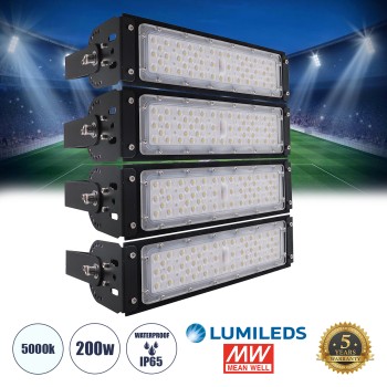 GloboStar® GOLIATH 90100-4 LED Προβολέας Γηπέδου - Φωτιστικό Tunnel 200W 32000LM 75°*135° AC 100-277V IP65 -  Ψυχρό Λευκό 5000K - MeanWell Driver & LumiLEDs Chip - 5 Years Warranty