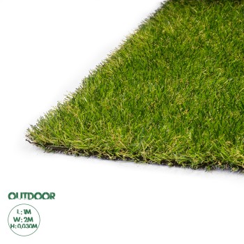 GloboStar® Artificial Garden AUTUMN GRASS 20149 Τεχνητό Συνθετικός Χλοοτάπητας Διακοσμητικό Γρασίδι - Γκαζόν για Ανάπλαση Κήπου - με Πλάτος 2m και Ύψος Πέλους 30mm Μ100 x Π200 x Υ3cm (Πωλείται ανά 2τ.μ.) Εξωτερικού Χώρου IP68 UV Certified Protection