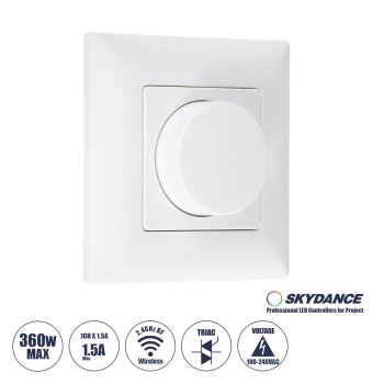 GloboStar® 71456 KS SKYDANCE AC Smart RF 2.4Ghz & Ροοστάτη Triac Dimming AC100-240V σε AC100-240V 1 x 1.5A 360W - Max 1.5A 360W - IP20 - Λευκό Σώμα - Μ8.5 x Π8.5 x Υ5.2cm - 5 Years Warranty