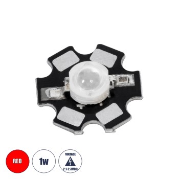 GloboStar® 73746 High Power Star LED - Υψηλής Ισχύος Star LED 1W DC 3.2V Κόκκινο Φ2 x Υ0.6cm - 2 Χρόνια Εγγύηση