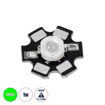 GloboStar® 73749 High Power Star LED - Υψηλής Ισχύος Star LED 1W DC 3.2V Πράσινο Φ2 x Υ0.6cm - 2 Χρόνια Εγγύηση