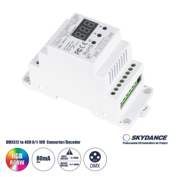 GloboStar® 73139 DL SKYDANCE DC DMX512 Signal Amplifier Din Rail Ράγας 2 Καναλιών DC 12-48V - IP20  Μ11.5 x Π5 x Υ6.5cm - 5 Χρόνια Εγγύηση