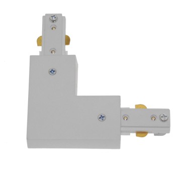 GloboStar S-40047 Διφασικός Connector 3 Καλωδίων Συνδεσμολογίας Ελ (L) για Λευκή Ράγα Οροφής