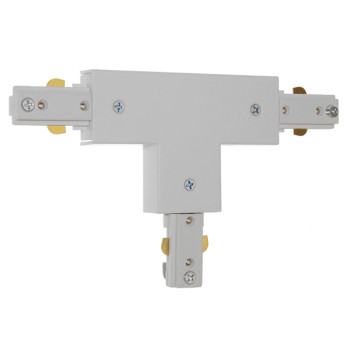 GloboStar S-40049 Διφασικός Connector 3 Καλωδίων Συνδεσμολογίας Ταφ (Τ) για Λευκή Ράγα Οροφής