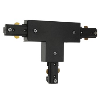 GloboStar S-40050 Διφασικός Connector 3 Καλωδίων Συνδεσμολογίας Ταφ (Τ) για Μαύρη Ράγα Οροφής