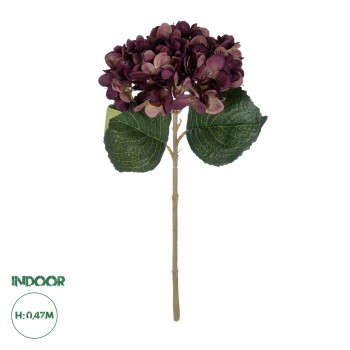 GloboStar® Artificial Garden DARK RED HYDRANGEA BRANCH 21180 Τεχνητό Διακοσμητικό Κλαδί Ορτανσίας Βαθύ Κόκκινο  Y47cm