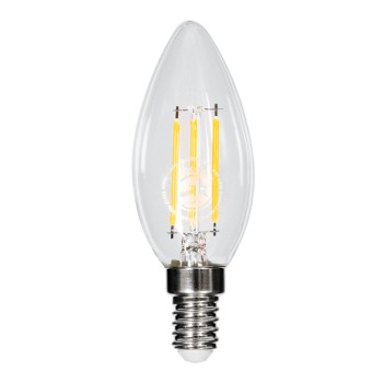 GloboStar® 99001 Λάμπα LED Long Filament E14 C35 Κεράκι 4W 400lm 360° AC 220-240V IP20 Φ3.5 x Υ10.5cm Θερμό Λευκό 2700K με Διάφανο Γυαλί Dimmable - 3 Χρόνια Εγγύηση