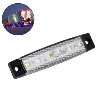 GloboStar® 79900 Πλευρικά Φώτα Όγκου Φορτηγών LED 6 SMD 2835 DC 10-30V Πλαστικό PVC Αδιάβροχο IP66 Ψυχρό Λευκό 6000K