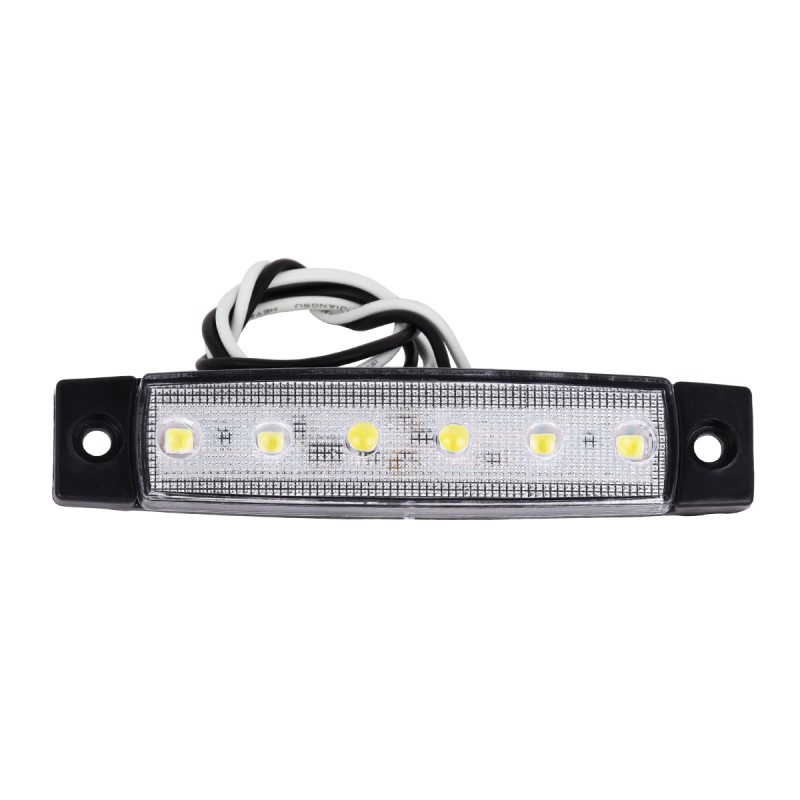 GloboStar® 79900 Πλευρικά Φώτα Όγκου Φορτηγών LED 6 SMD 2835 DC 10-30V Πλαστικό PVC Αδιάβροχο IP66 Ψυχρό Λευκό 6000K