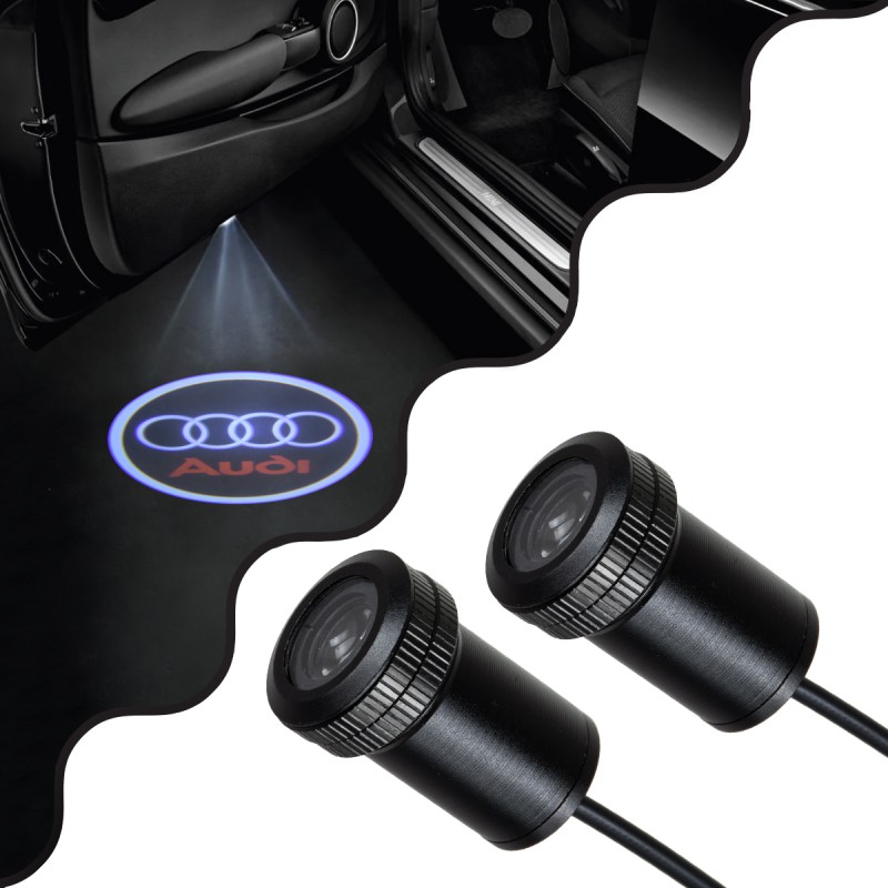 GloboStar® 81602 AUDI Ghost Car Brand Logo Projector - Προτζέκτορας Προβολής Μάρκας Αυτοκινήτου LED CREE XHP35 3W 240lm 120° DC 12V IP20 Ψυχρό Λευκό 6000K