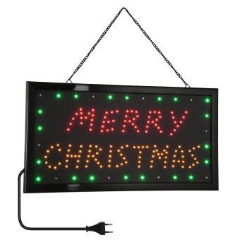 GloboStar® 75695 Φωτιστικό Ταμπέλα LED Σήμανσης MERRY CHRISTMAS με Πρίζα AC 230V Μ48xΠ25xΥ2cm