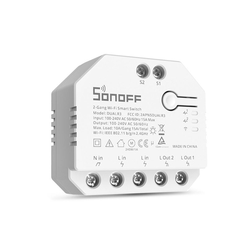 GloboStar® 80006 SONOFF DUALR3 - Wi-Fi Smart Switch Two Way Dual Relay & Power Measuring - 2 Output Channel