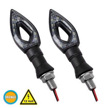 GloboStar® 81752 ΣΕΤ 2 x Φλάς Μοτοσυκλέτας Universal Arrow LED SMD 5050 5W DC 12V Πορτοκαλί Αδιάβροχα IP65