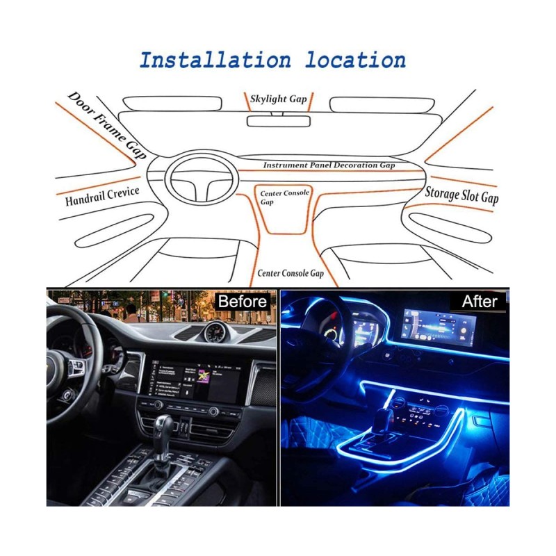 GloboStar® 81843 Car Optic Fiber LED Kit Smart Bluetooth - Φωτισμός Κιτ Οπτικής Ίνας Αυτοκινήτου DC 12V 10W με Smart Bluetooth Controller & Εφαρμογή APP Αδιάβροχο IP65 Πολύχρωμο RGB