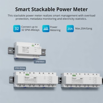 GloboStar® 80055 SONOFF SPM-MAIN - Wi-Fi Smart Stackable Power Meter Main Unit