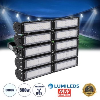 GloboStar® GOLIATH 90104 LED Προβολέας Γηπέδου - Φωτιστικό Tunnel 500W 80000LM 75°*135° AC 100-277V IP65 -  Ψυχρό Λευκό 5000K - MeanWell Driver & LumiLEDs Chip - 5 Years Warranty