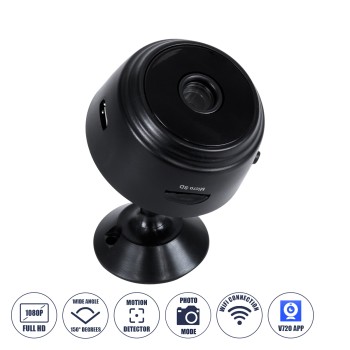 GloboStar® 86004 WIFI 2.4G IP CAMERA 1.0MP 1080P - Έξυπνη Κρυφή IP Κάμερα WiFi 1080P 150° Παρακολούθησης με Νυχτερινή Λήψη & Αισθητήρα Κίνησης - Μαύρο