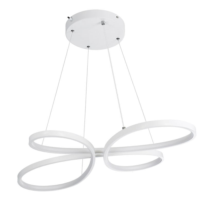 GloboStar® BUTTERFLY 61392 Κρεμαστό Φωτιστικό Οροφής Design LED CCT 75W 8400lm 300° AC 220-240V - Εναλλαγή Φωτισμού μέσω Τηλεχειριστηρίου All In One Ψυχρό 6000k+Φυσικό 4500k+Θερμό 2700k Dimmable Μ71 x Π52 x Υ4cm - Λευκό - 3 Years Warranty