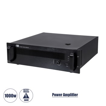 GloboStar® FDB CA1000 98016 Power Amplifier - Επαγγελματικός Ενισχυτής Ηχείων Εγκαταστάσεων 100V - Frequency Response 60Hz-20Khz - AC 220V/50-60Hz - 1000W/4Ω - IP20 - Μαύρο - Μ48.5 x Π45.5 x Υ13.2cm