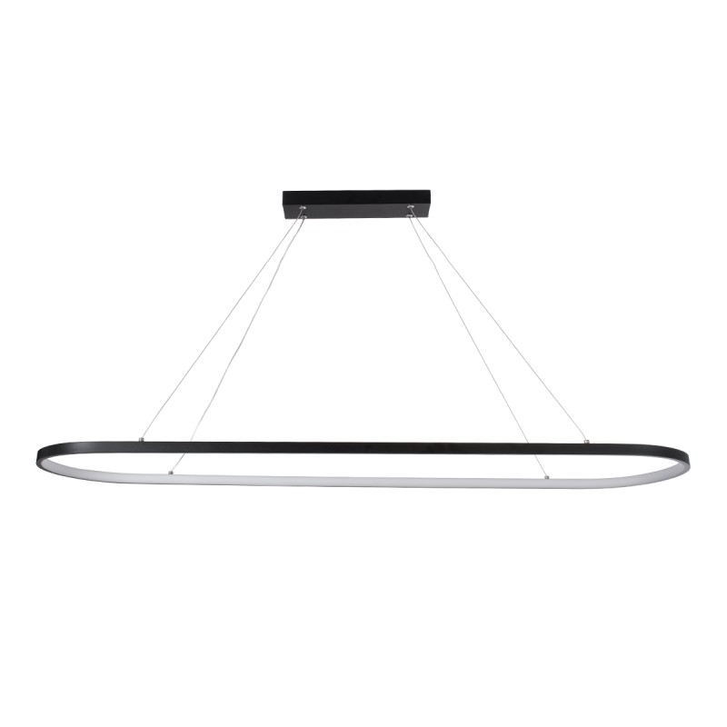 GloboStar® BOLIVAR 61271 Κρεμαστό Φωτιστικό Οροφής Design LED CCT 54W 6210lm 300° AC 220-240V - Εναλλαγή Φωτισμού μέσω Τηλεχειριστηρίου All In One Ψυχρό 6000k+Φυσικό 4500k+Θερμό 2700k Dimmable Μ120 x Π30 x Υ2cm - Μαύρο - 3 Years Warranty