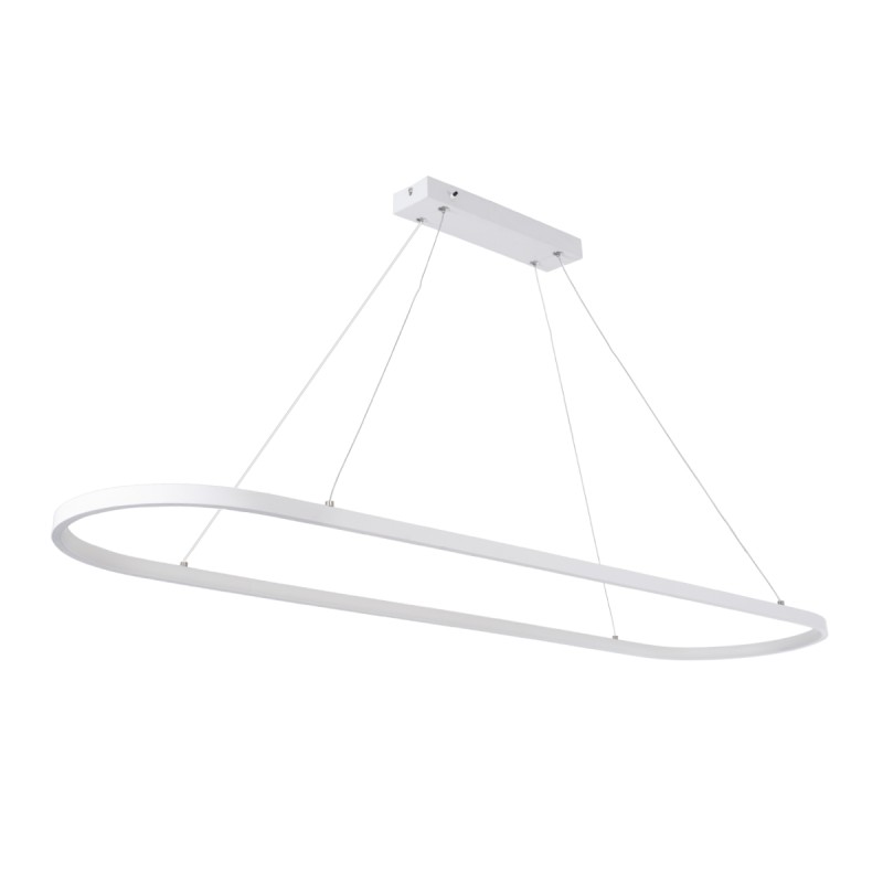 GloboStar® BOLIVAR 61272 Κρεμαστό Φωτιστικό Οροφής Design LED CCT 54W 6210lm 300° AC 220-240V - Εναλλαγή Φωτισμού μέσω Τηλεχειριστηρίου All In One Ψυχρό 6000k+Φυσικό 4500k+Θερμό 2700k Dimmable Μ120 x Π30 x Υ2cm - Λευκό - 3 Years Warranty