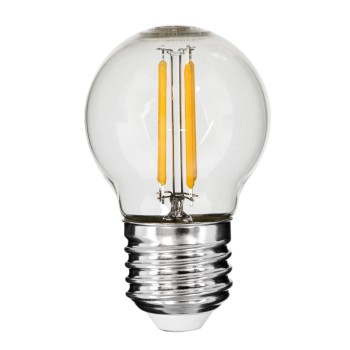 GloboStar® 99004 Λάμπα LED Long Filament E27 G45 Γλομπάκι 4W 400lm 360° AC 220-240V IP20 Φ4.5 x Υ7.5cm Θερμό Λευκό 2700K με Διάφανο Γυαλί - Dimmable - 3 Years Warranty