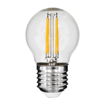 GloboStar® 99005 Λάμπα LED Long Filament E27 G45 Γλομπάκι 5W 500lm 360° AC 220-240V IP20 Φ4.5 x Υ7.5cm Θερμό Λευκό 2700K με Διάφανο Γυαλί - Dimmable - 3 Years Warranty