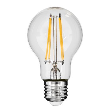 GloboStar® 99008 Λάμπα LED Long Filament E27 A60 Γλόμπος 10W 1000lm 360° AC 220-240V IP20 Φ6 x Υ10.5cm Θερμό Λευκό 2700K με Διάφανο Γυαλί - Dimmable - 3 Years Warranty