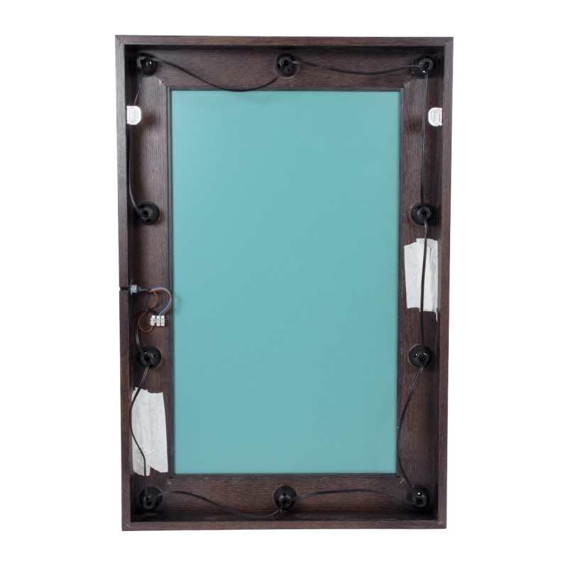 GloboStar® MAKEUP MIRROR-60x90-2 Μοντέρνος Καθρέπτης Μακιγιάζ με Πλαίσιο Φυσικού Ξύλου με Διακόπτη On/Off 10 x E27 AC220-240V - Μ60 x Π7 x Υ90cm - Καφέ Wenge