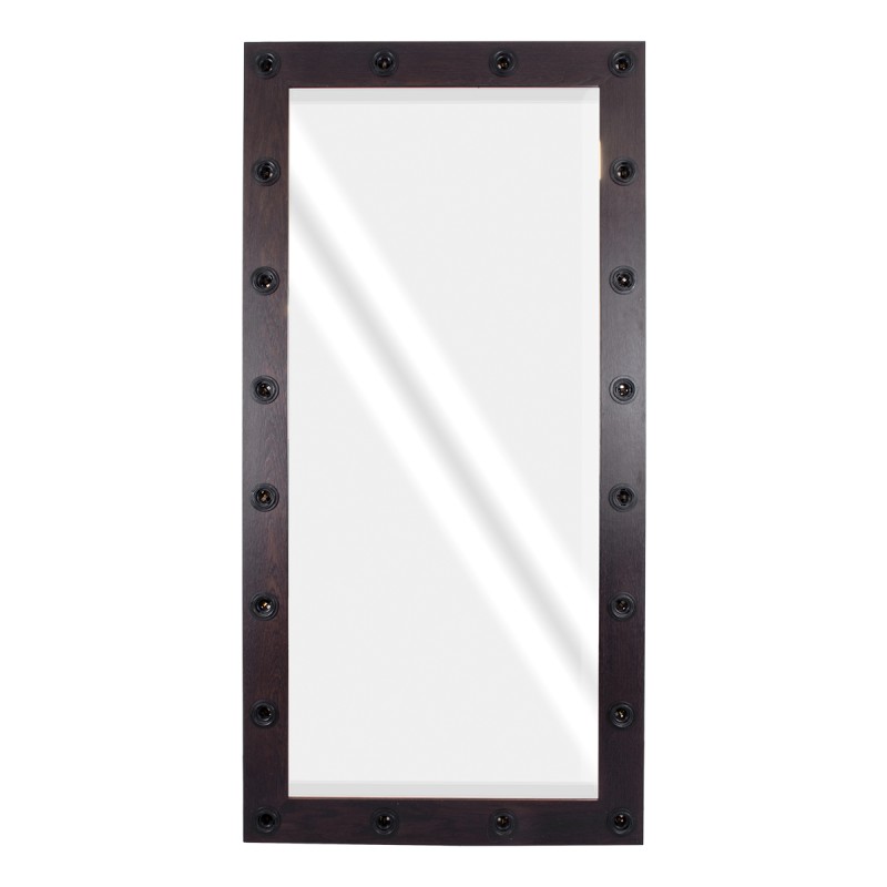 GloboStar® MAKEUP MIRROR-160x80-2 Μοντέρνος Καθρέπτης Μακιγιάζ με Πλαίσιο Φυσικού Ξύλου με Διακόπτη On/Off 20 x E27 AC220-240V - Μ80 x Π7 x Υ160cm - Καφέ Wenge