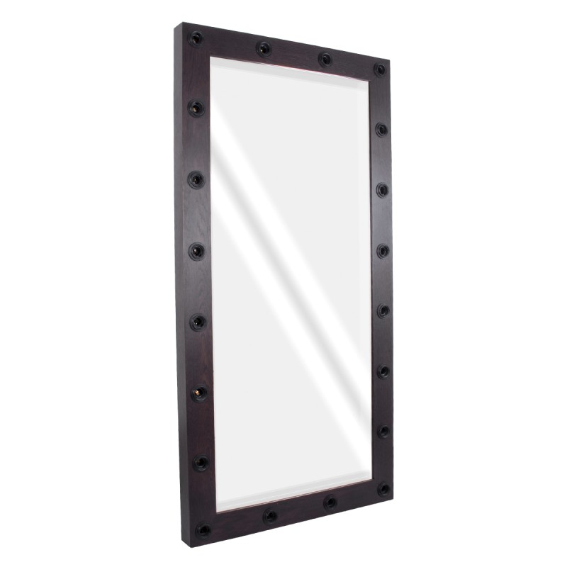 GloboStar® MAKEUP MIRROR-160x80-2 Μοντέρνος Καθρέπτης Μακιγιάζ με Πλαίσιο Φυσικού Ξύλου με Διακόπτη On/Off 20 x E27 AC220-240V - Μ80 x Π7 x Υ160cm - Καφέ Wenge